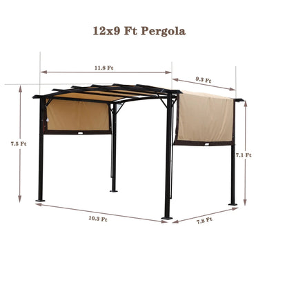 Outdoor Patio Pergola Gazebo Retractable Canopy