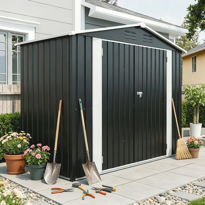 8ft and 4ft Sturdy Metal Outdoor Storage Shed