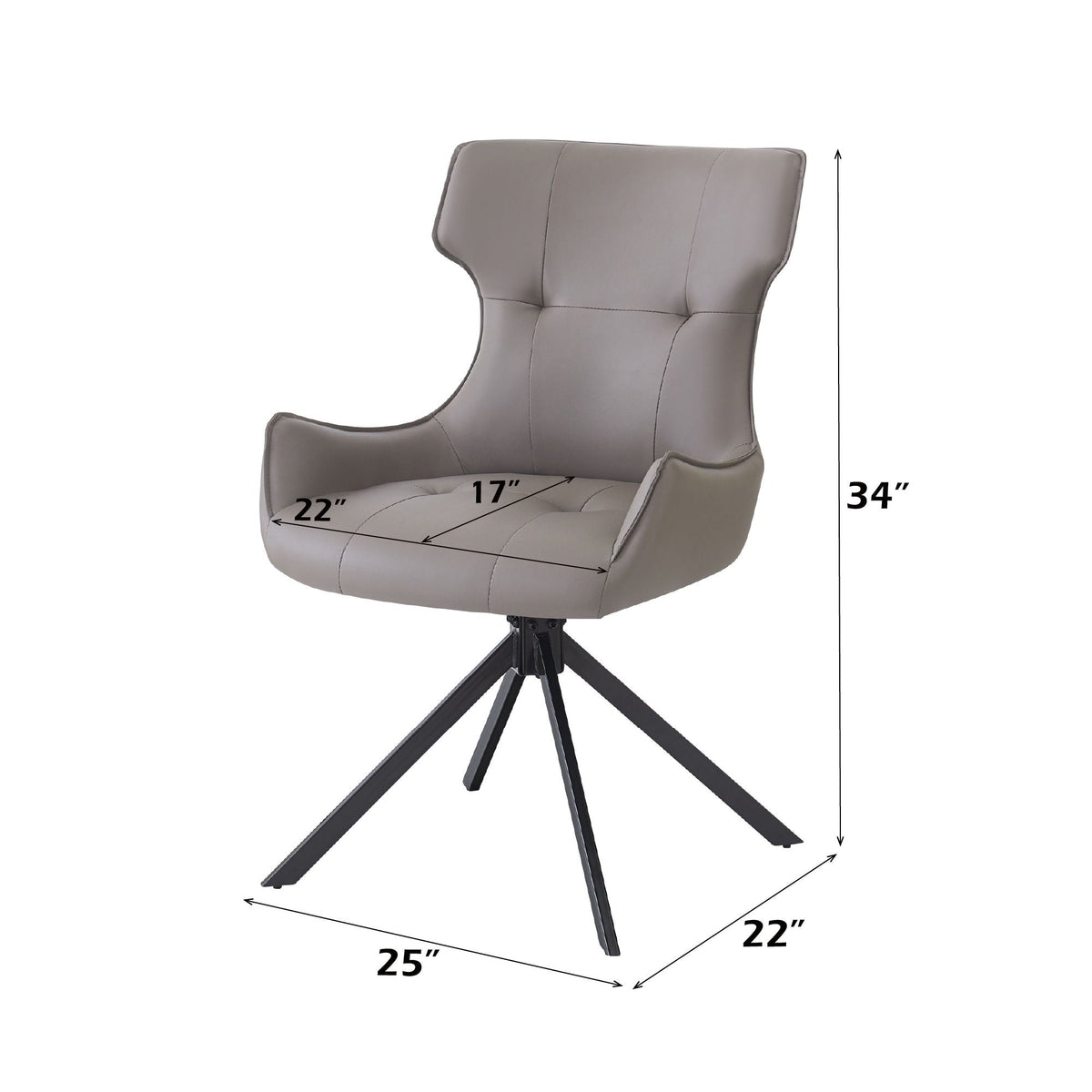 Camel side chair set with swivel and padded cushion, taupe faux leather, 2-pack HouseOfZazla on Tampa Home & Garden Store