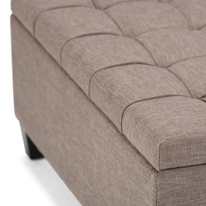 Harrison Tufted Lift Top Storage Ottoman in taupe woven fabric by HouseOfZazla on Tampa Home & Garden Store