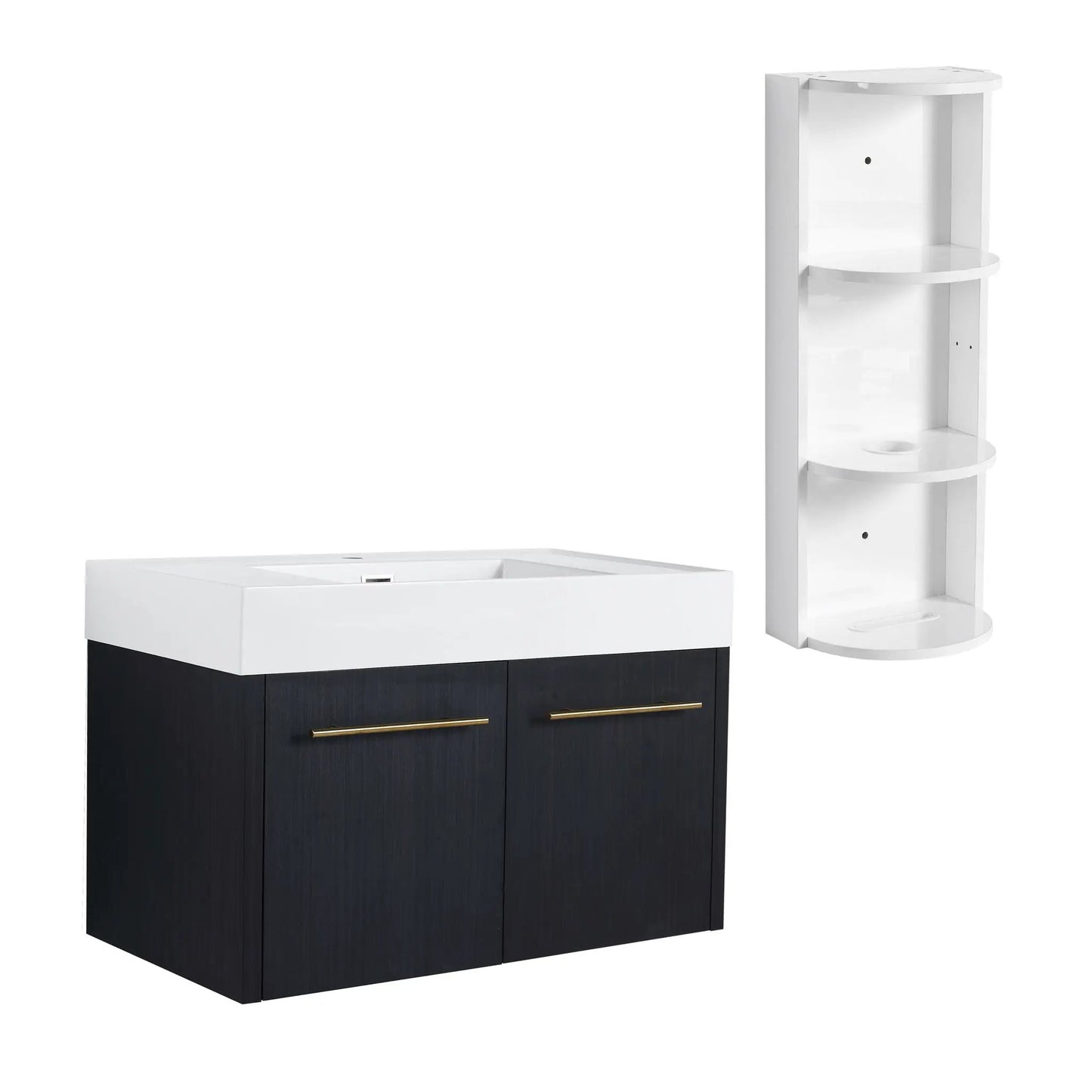 Modern Wall Mounted Vanity with Resin Sink Rack