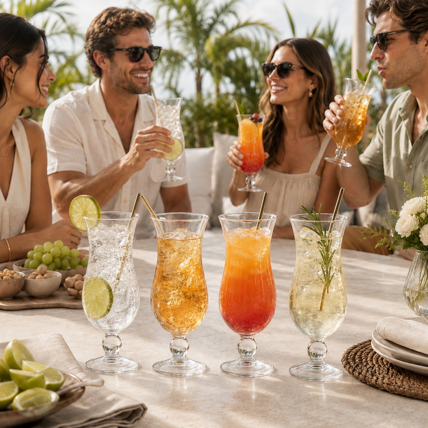 Set of 6 Tall Hurricane Glasses for Home and Bar