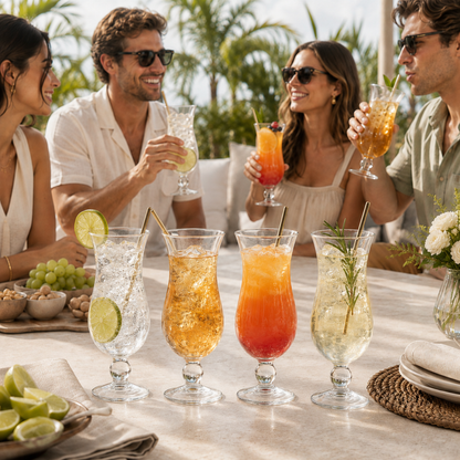 Set of 6 Tall Hurricane Glasses for Home and Bar