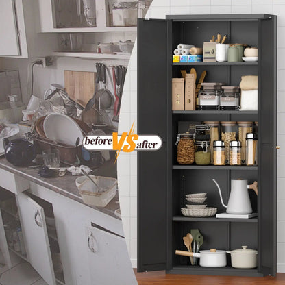 Adjustable 2-Door Storage Cabinet with adjustable shelves in black by Unique Piece Furniture on Tampa Home & Garden Store