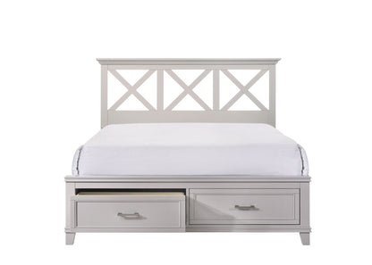 Ample Storage Bed with X Headboard and Wood Base