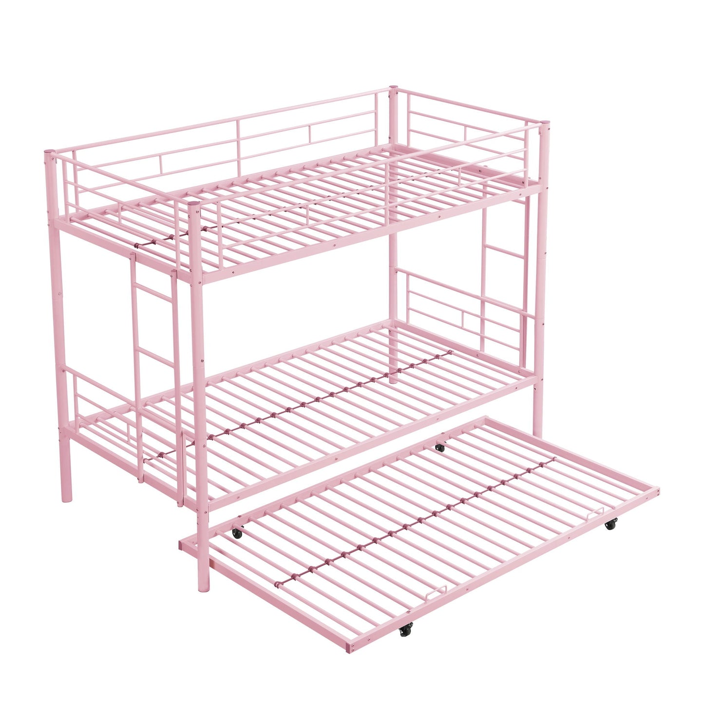 Modern Metal Frame Bunk Bed With Trundle