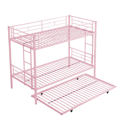 Modern Metal Frame Bunk Bed With Trundle