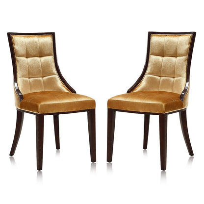 Fifth Avenue dining chairs set of 2 in gold velvet with dark wood legs HouseOfZazla on Tampa Home & Garden Store