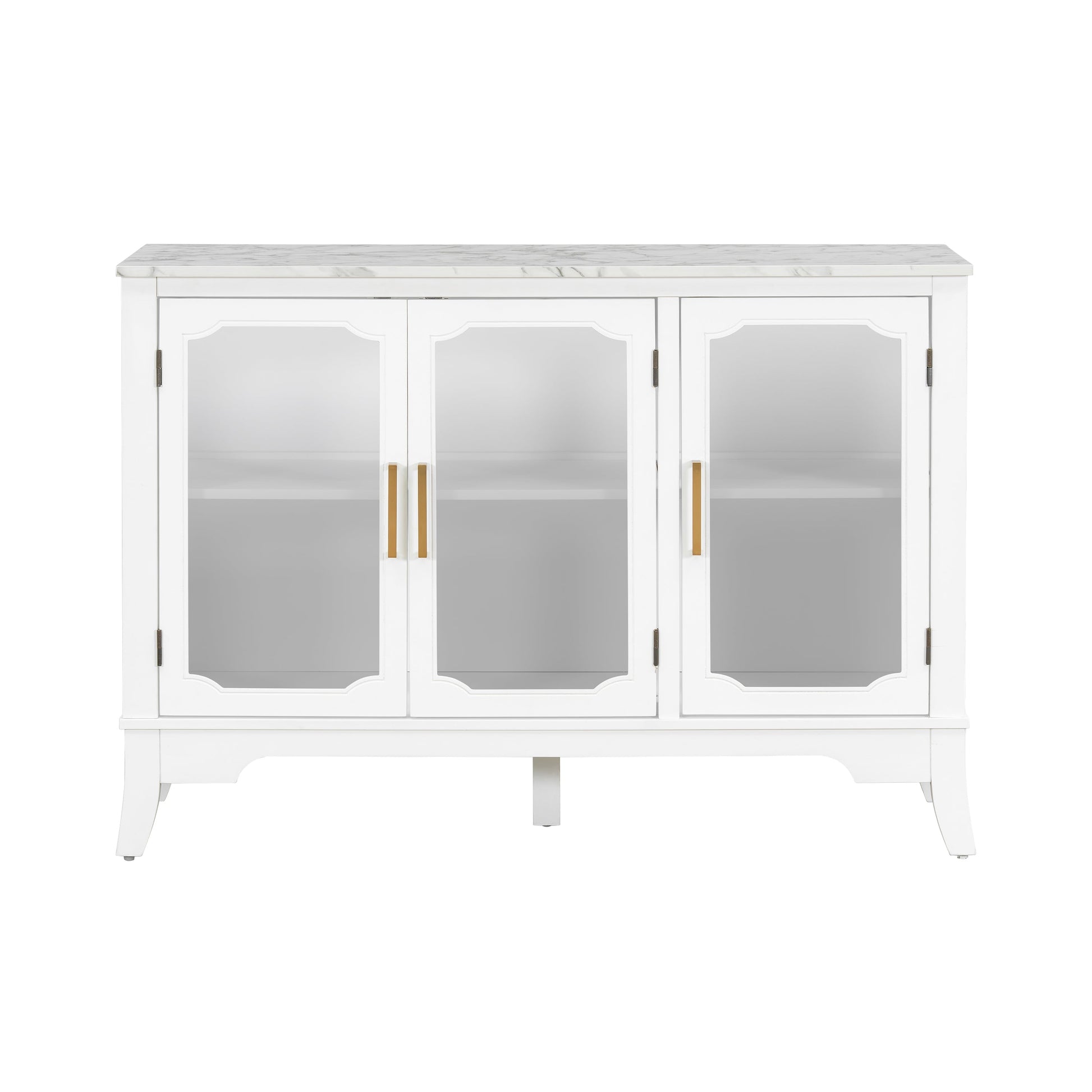 Storage cabinet 3 doors white with marble top and glass-front doors HouseOfZazla on Tampa Home & Garden Store