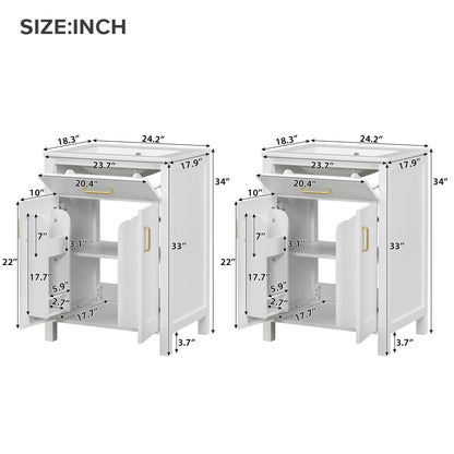 Pair of modern white bathroom vanities with soft-close cabinets by HouseOfZazla on Tampa Home & Garden Store