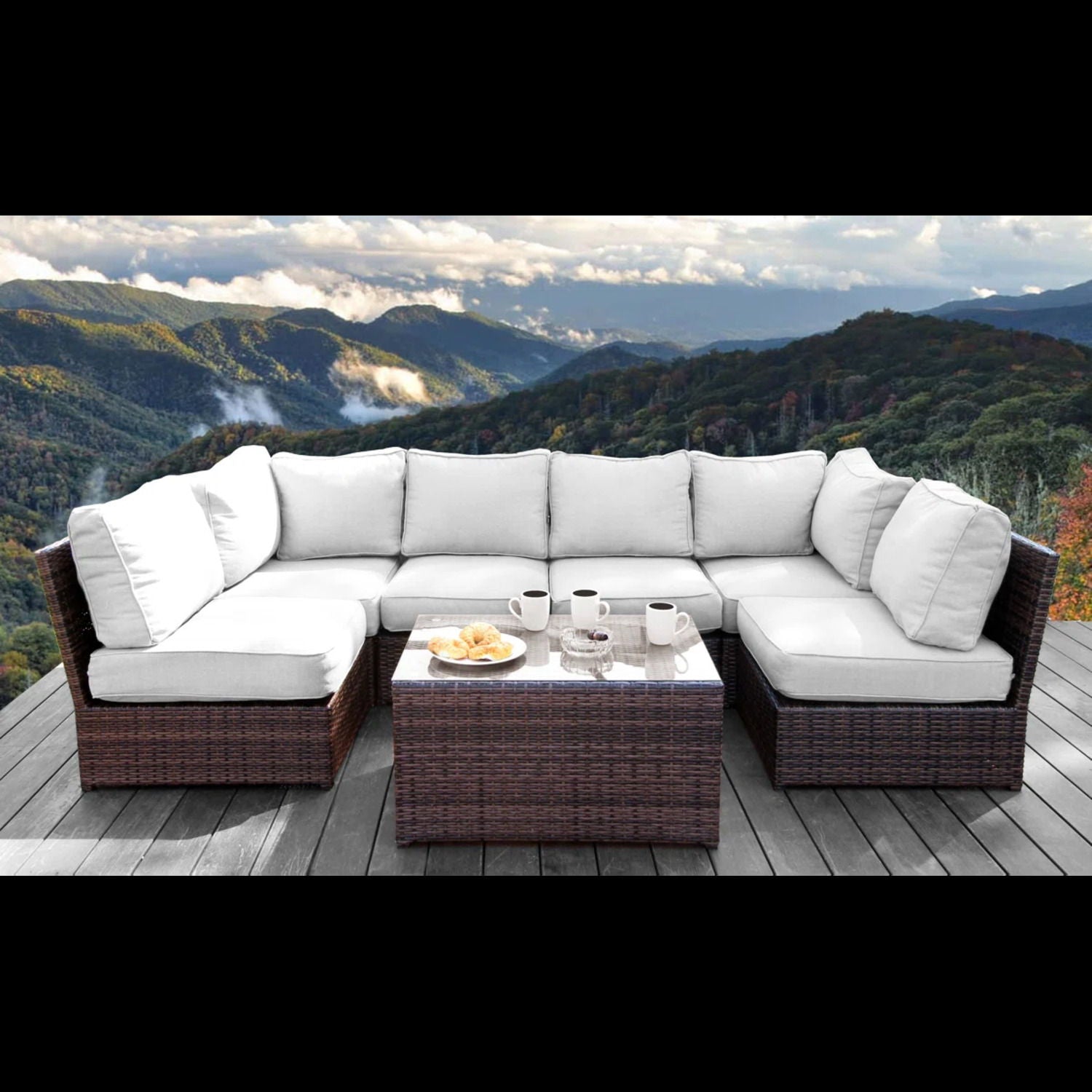 Comfortable Patio Rattan Sectional Set With Cushions, brown wicker 2-piece Unique Piece Furniture on Tampa Home & Garden Store