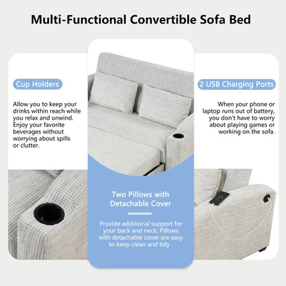 Pull Out Loveseat with Adjustable Backrest USB