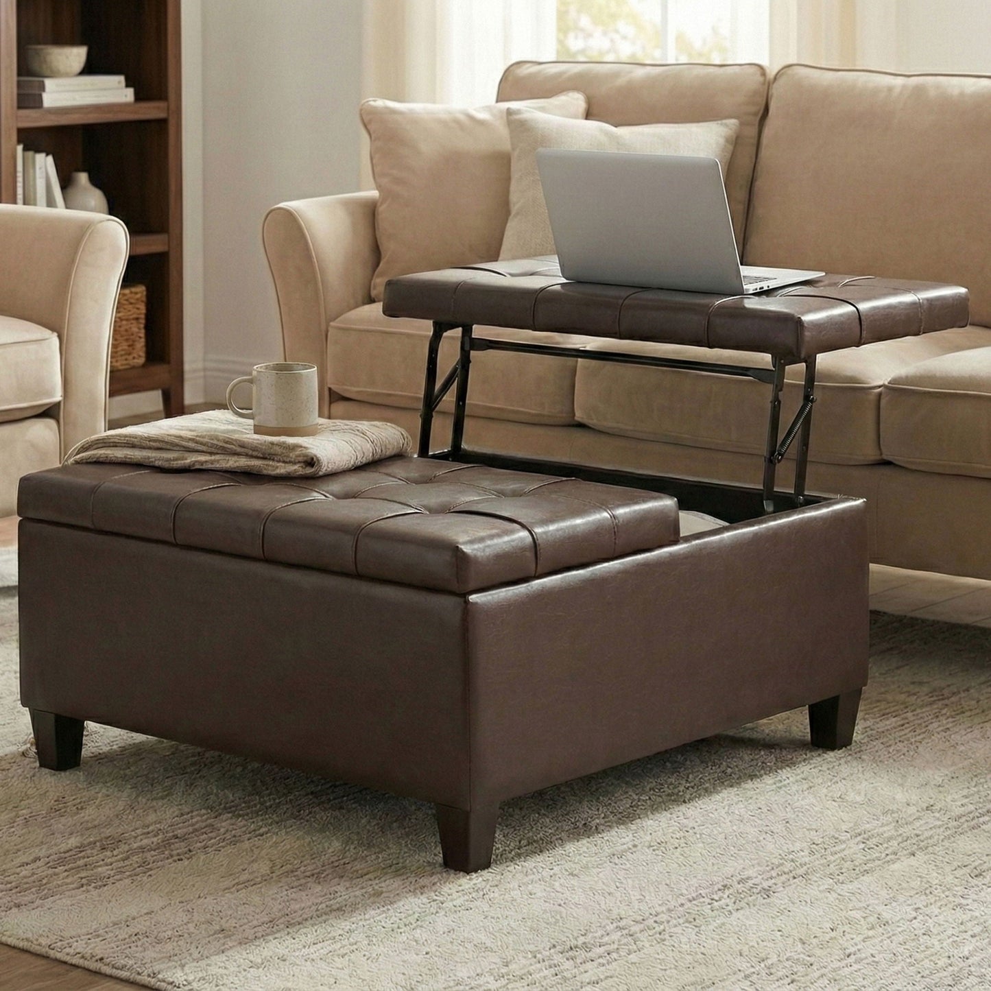Harrison Upholstered Coffee Table Storage Ottoman
