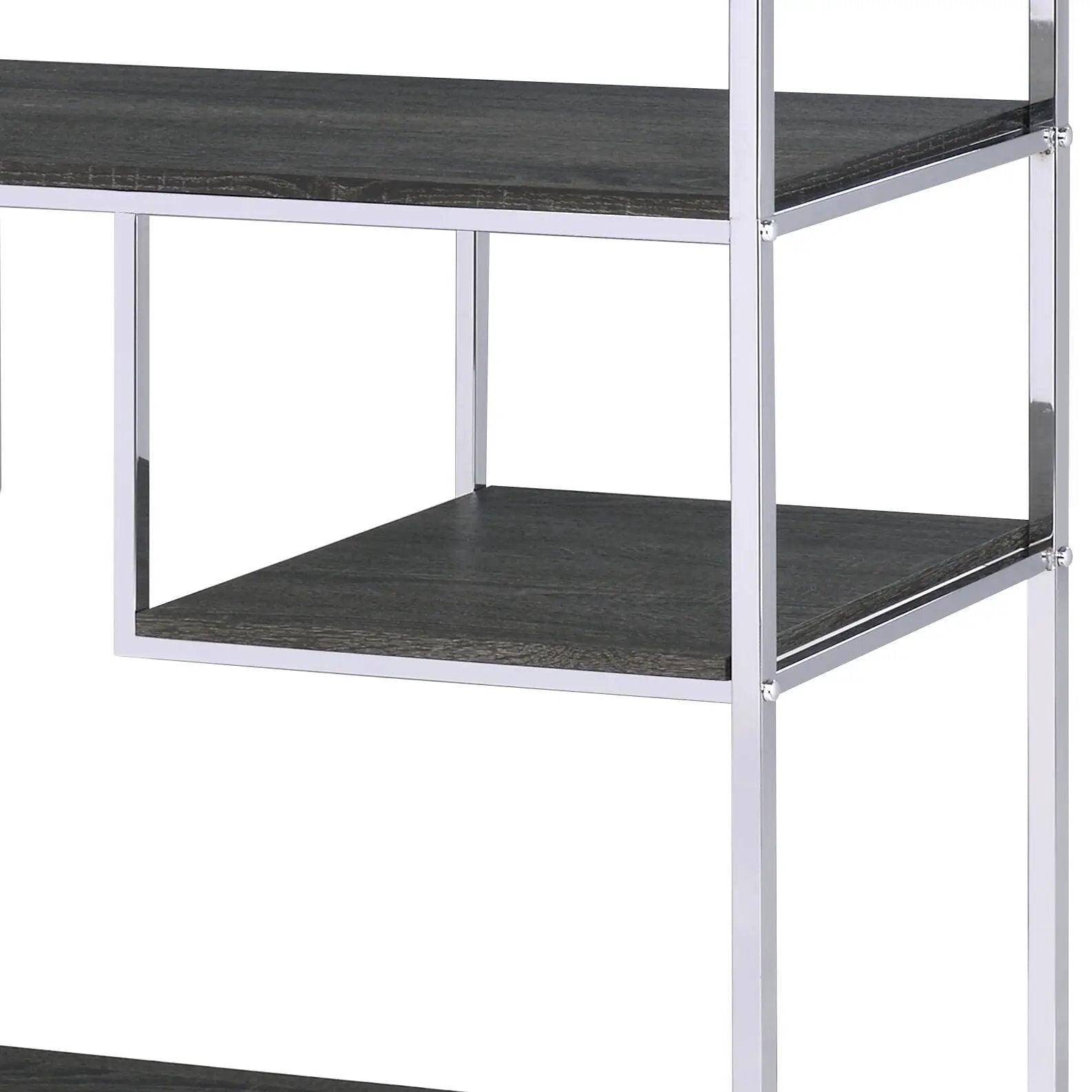 Vonara chrome bookshelf etagere with gray oak shelves by Unique Piece Furniture on Tampa Home & Garden Store