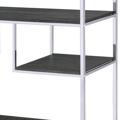Vonara chrome bookshelf etagere with gray oak shelves by Unique Piece Furniture on Tampa Home & Garden Store
