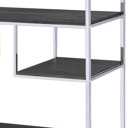 Gray Oak Bookshelf Etagere with Chrome Frame, 7 Open Shelves by HouseOfZazla on Tampa Home & Garden Store