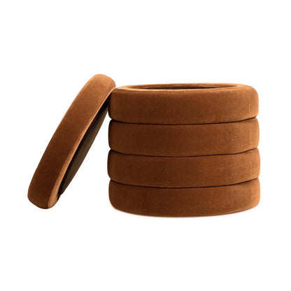 Fuji - Oversized Round Storage Ottoman in burnt orange velvet with removable lid on Tampa Home & Garden Store