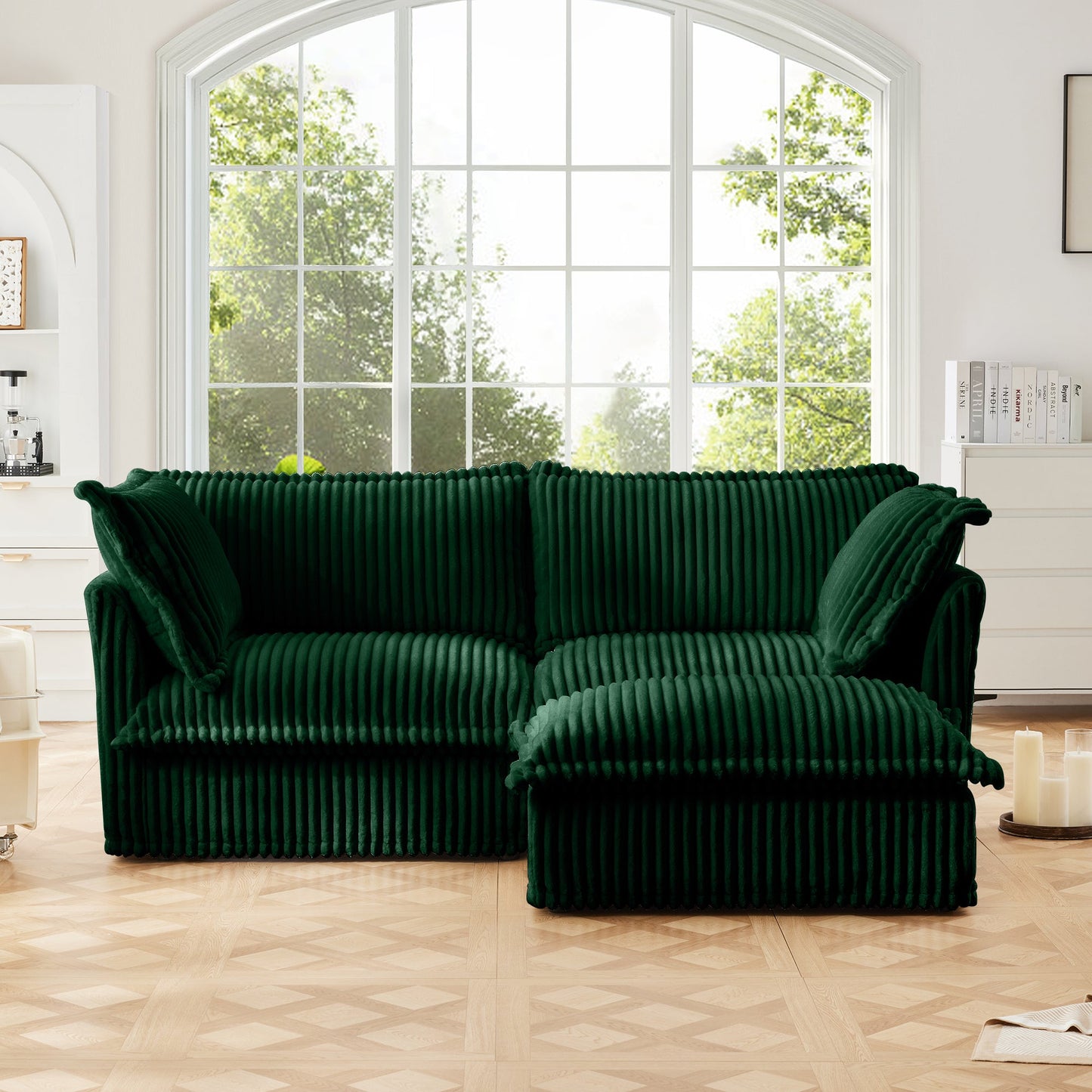 Slipcovered Sectional Sofa and the Ottoman Bed