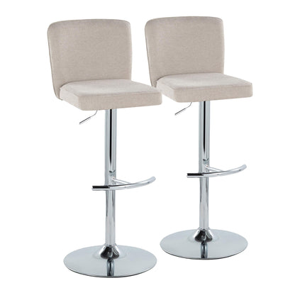 Beige contemporary adjustable barstool set with swivel chrome bases, 2pc on Tampa Home & Garden Store