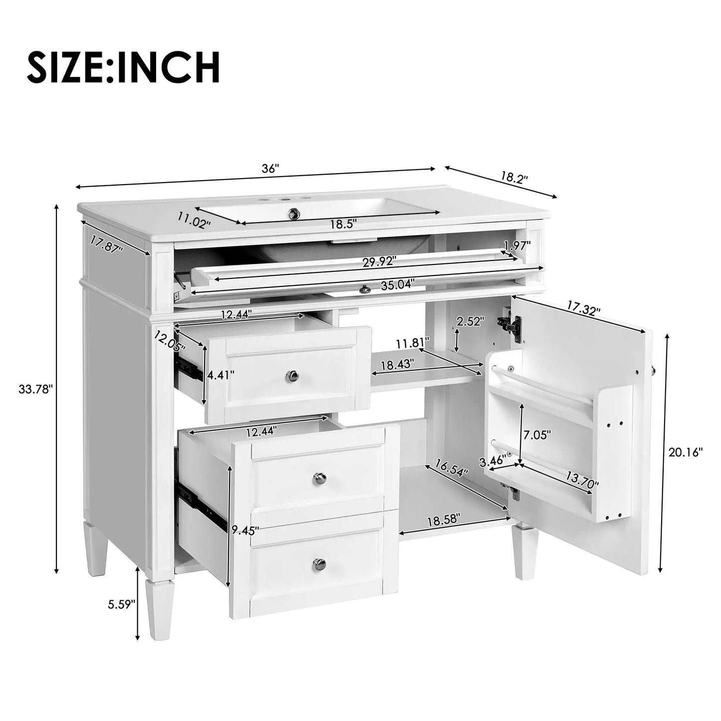 Bathroom Vanity With Top Sink and 2 Drawers