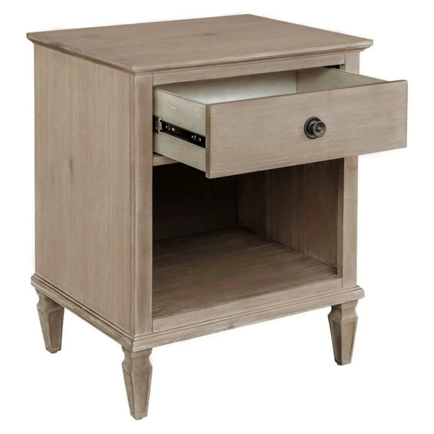 Victoria Nightstand Open Storage in oak, single drawer by Unique Piece Furniture on Tampa Home & Garden Store