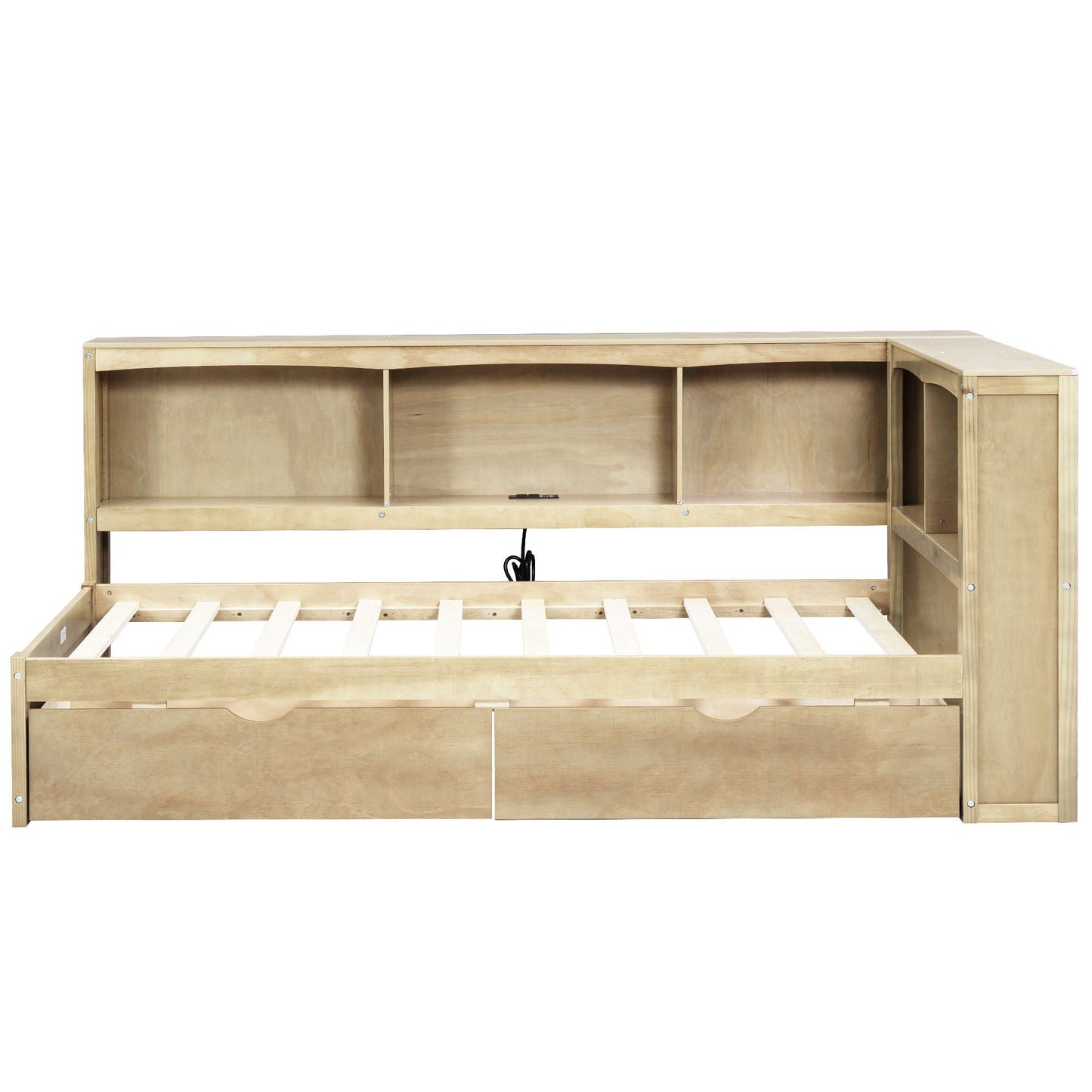 Daybed storage with 2 drawers and cabinet storage in natural wood HouseOfZazla on Tampa Home & Garden Store