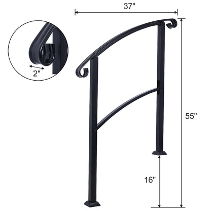 Sturdy Black Outdoor Steps and Porch Handrail