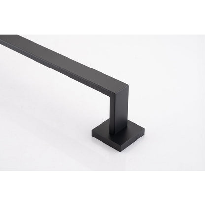 9-Piece Bathroom Hardware Set HouseOfZazla black matte metal towel bar with square base on Tampa Home & Garden Store
