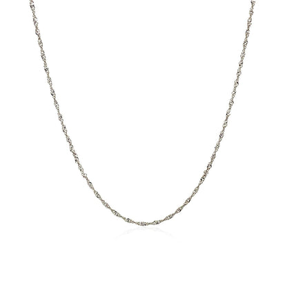 10k white gold Singapore chain necklace 1.0mm with delicate twisted links on Tampa Home & Garden Store