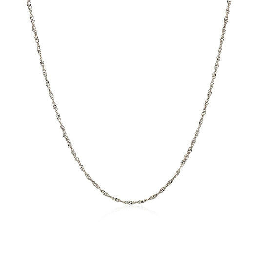 10k white gold Singapore chain necklace 1.0mm with delicate twisted links on Tampa Home & Garden Store