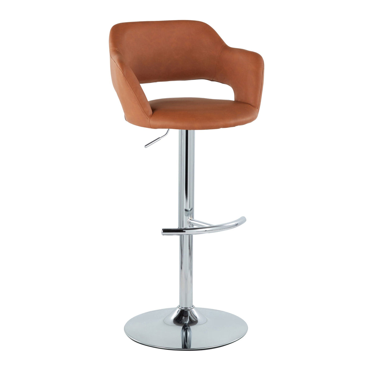 Brown leather contemporary adjustable swivel barstool by HouseOfZazla with chrome base on Tampa Home & Garden Store