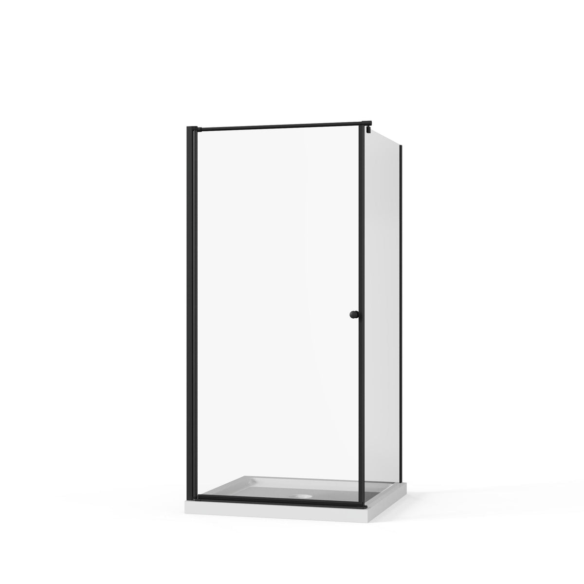 Frameless corner shower door with tempered glass in matte black finish by HouseOfZazla on Tampa Home & Garden Store