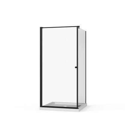 Frameless corner shower door with tempered glass in matte black finish by HouseOfZazla on Tampa Home & Garden Store