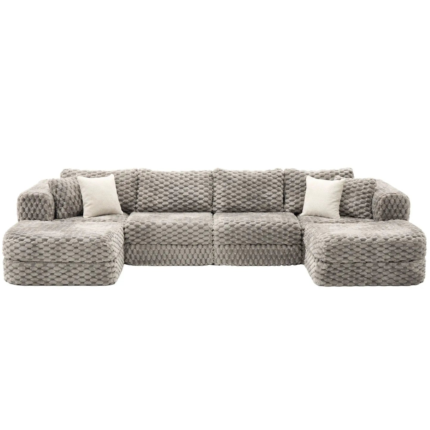Modular Sectional Sofa with 2 Movable Ottomans