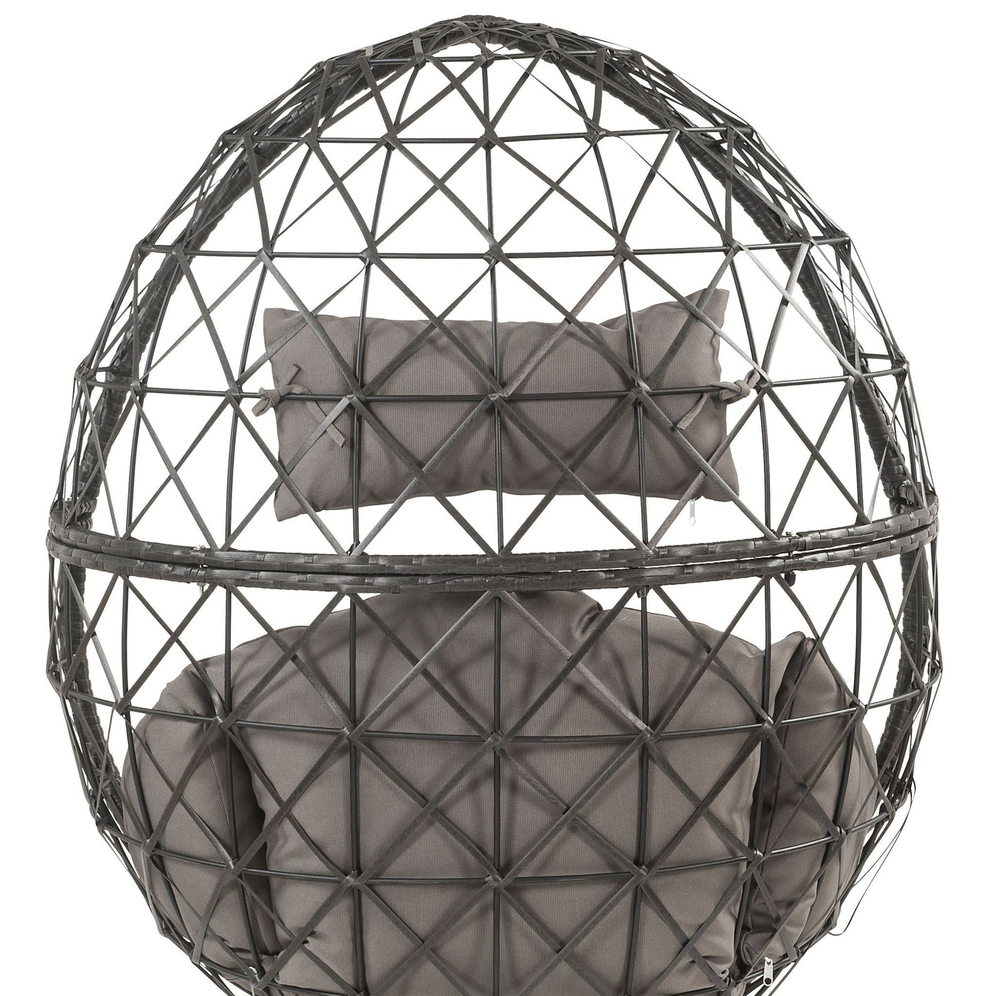 Aeven Patio Lounge Chair by HouseOfZazla, light gray cushions, gray metal lattice frame on Tampa Home & Garden Store