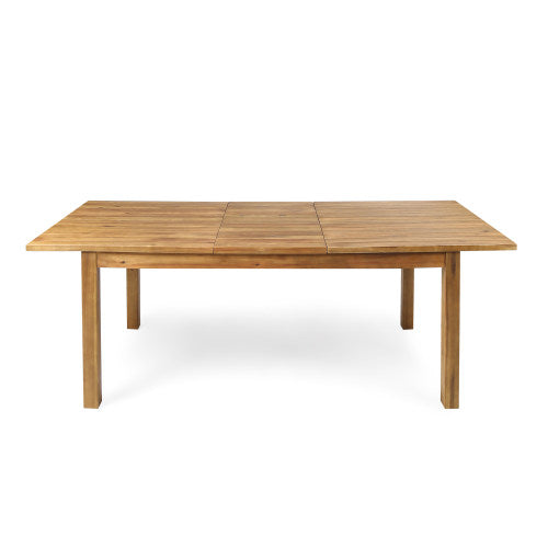 Acacia wood outdoor dining table by HouseOfZazla with slatted tabletop and sturdy legs on Tampa Home & Garden Store