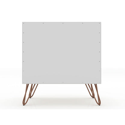 White two-drawer nightstand with panel front and brown hairpin legs on Tampa Home & Garden Store on Tampa Home & Garden Store