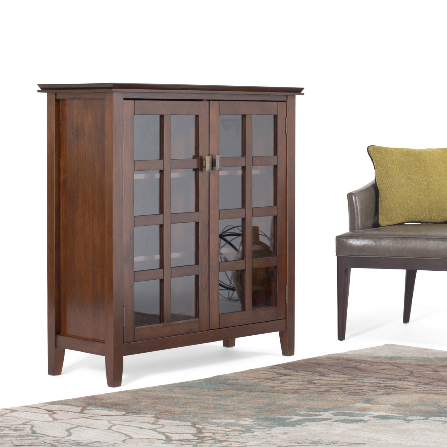 Artisan Handcrafted Storage Cabinet by HouseOfZazla with glass doors in dark walnut on Tampa Home & Garden Store