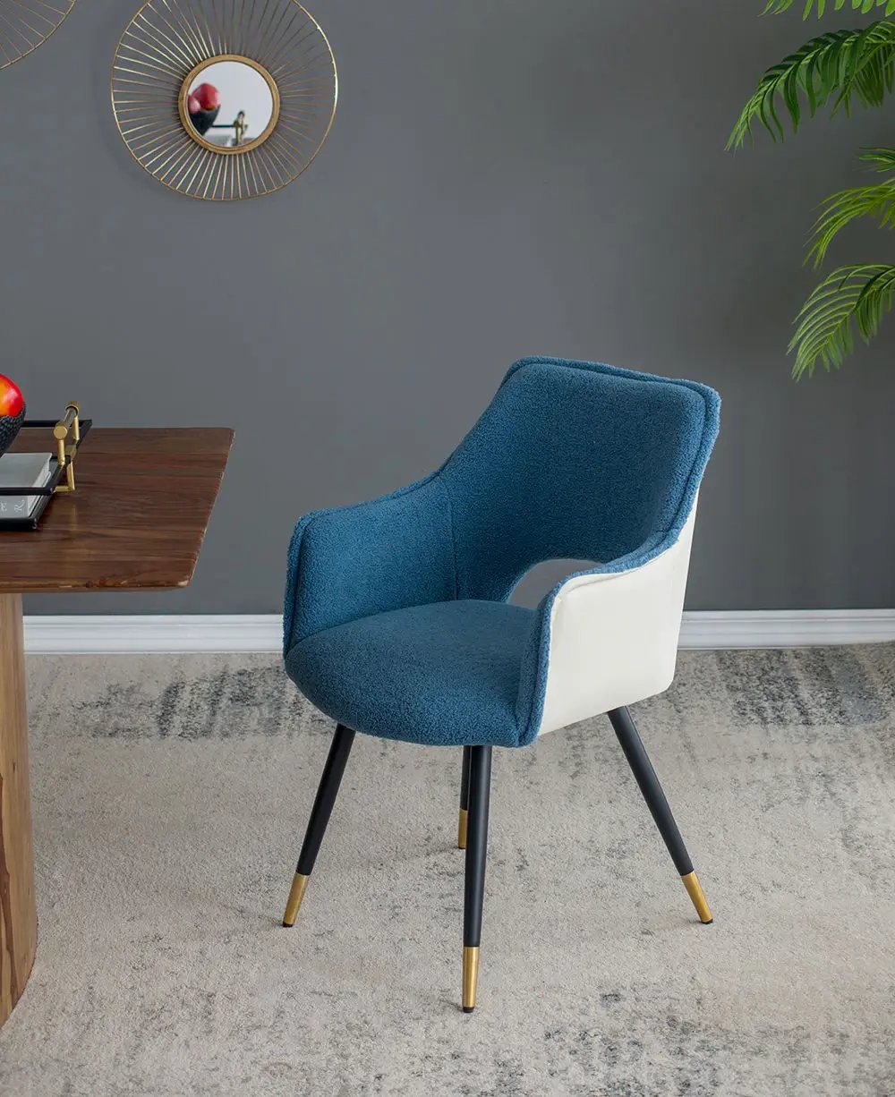 Blue Velvet Side Chair Set of 2 for Living Room