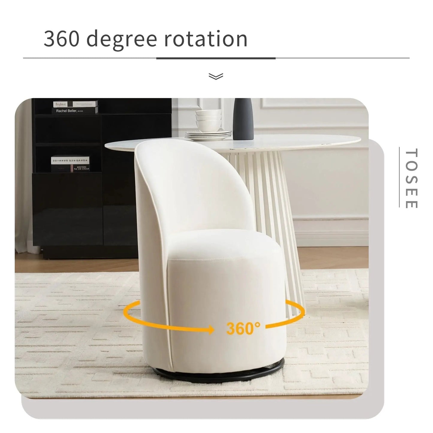 360 Degree Swivel Armless Barrel Chair white upholstered chair by Unique Piece Furniture on Tampa Home & Garden Store