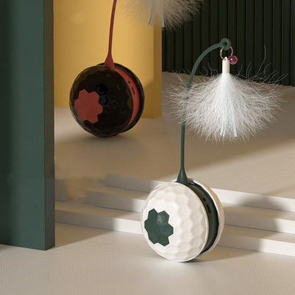 2-pack cat chew toy set: electric bite-resistant white ball with green center; dark red ball on Tampa Home & Garden Store
