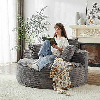55' Corduroy Sponge Single Sofa by HouseOfZazla, round gray corduroy lounge on Tampa Home & Garden Store