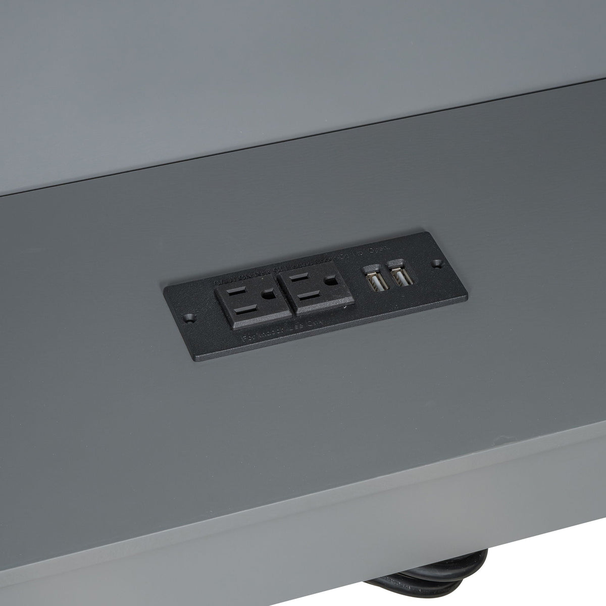 Gray upholstered storage bed with built-in charging station and USB outlets on Tampa Home & Garden Store