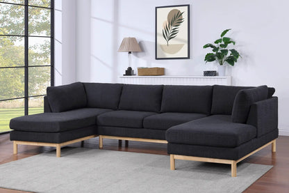 Hallie Wide Sherpa Double Chaise U-Shape Sectional Sofa charcoal by Unique Piece Furniture on Tampa Home & Garden Store