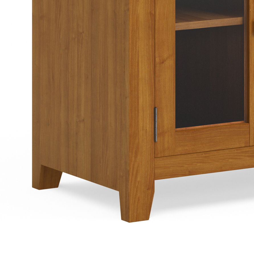 Wide Handcrafted Solid Wood Media Stand And Shelf with glass-front in oak by HouseOfZazla on Tampa Home & Garden Store
