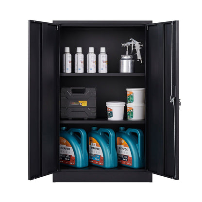 Metal storage cabinet with locking doors and adjustable shelf, black steel by HouseOfZazla on Tampa Home & Garden Store