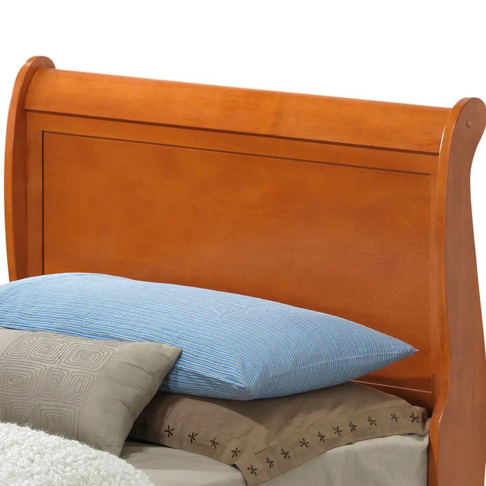 Louis Phillipe Panel Sleigh Bed in oak finish with headboard by Unique Piece Furniture on Tampa Home & Garden Store