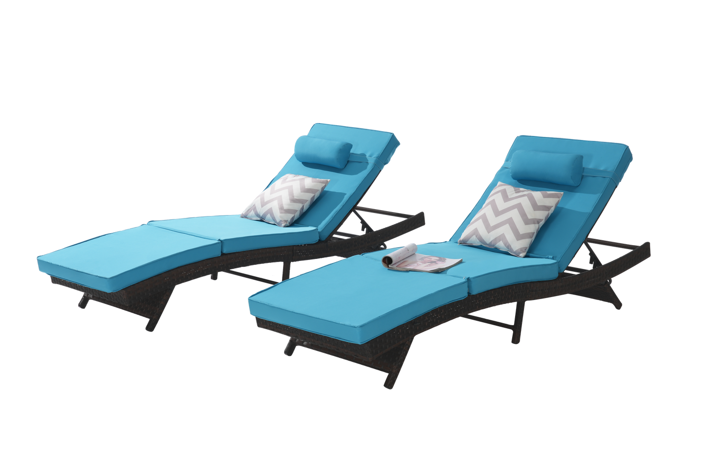 Wicker reclining chairs set of 2 with turquoise cushions and chevron pillows HouseOfZazla on Tampa Home & Garden Store