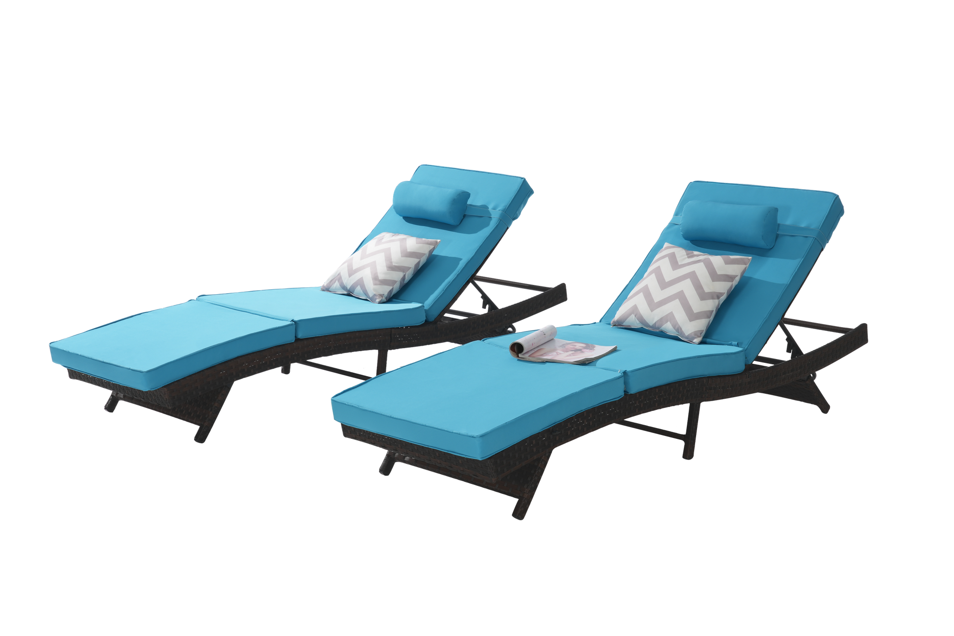 Wicker reclining chairs set of 2 with turquoise cushions and chevron pillows HouseOfZazla on Tampa Home & Garden Store
