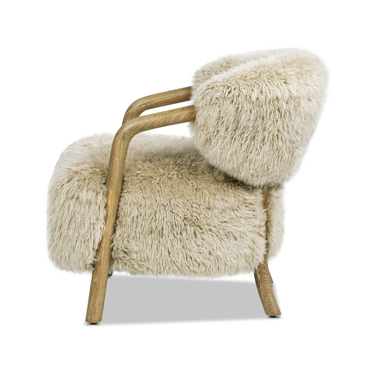 Rustic Oak Sheepskin Upholstered Arm Chair with Ergonomic Comfort taupe beige on Tampa Home & Garden Store